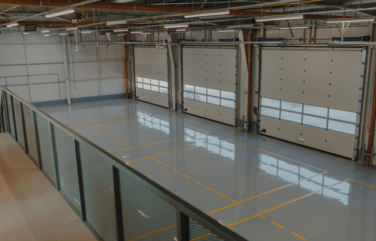 Garage doors in a car workshop