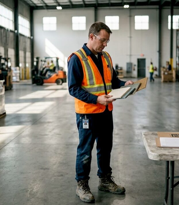 1774674218199_Manager-examining-concrete-coating-samples Manager examining concrete coating samples