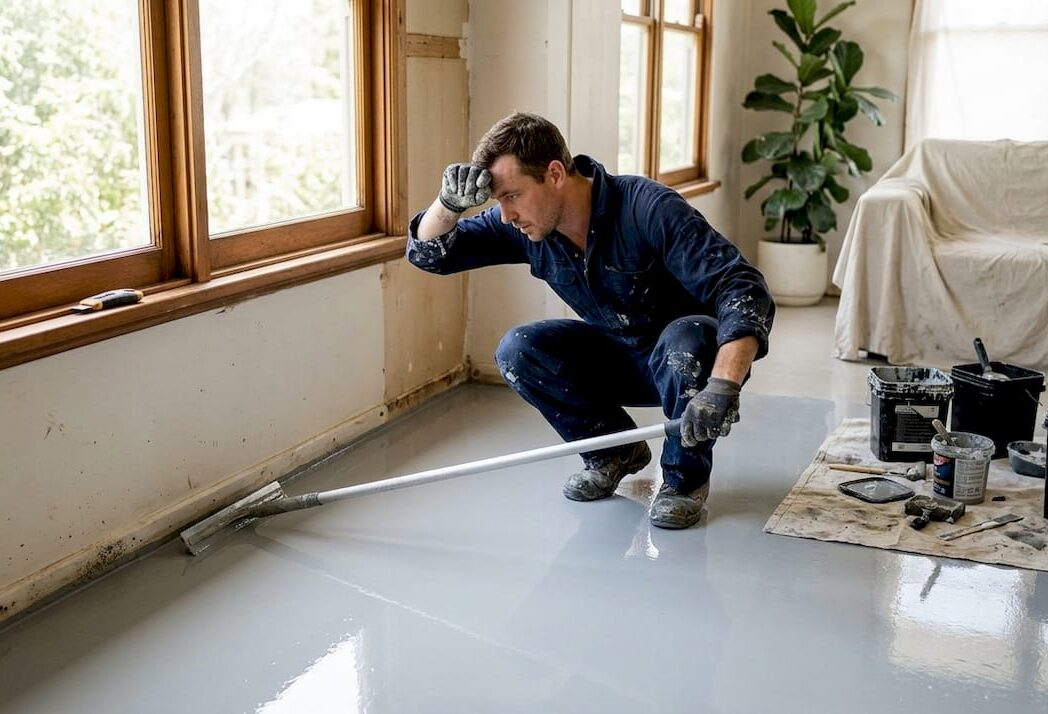 Resin flooring installed in sunlit Queensland home