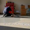 Epoxy flake floor being installed in Queensland garage