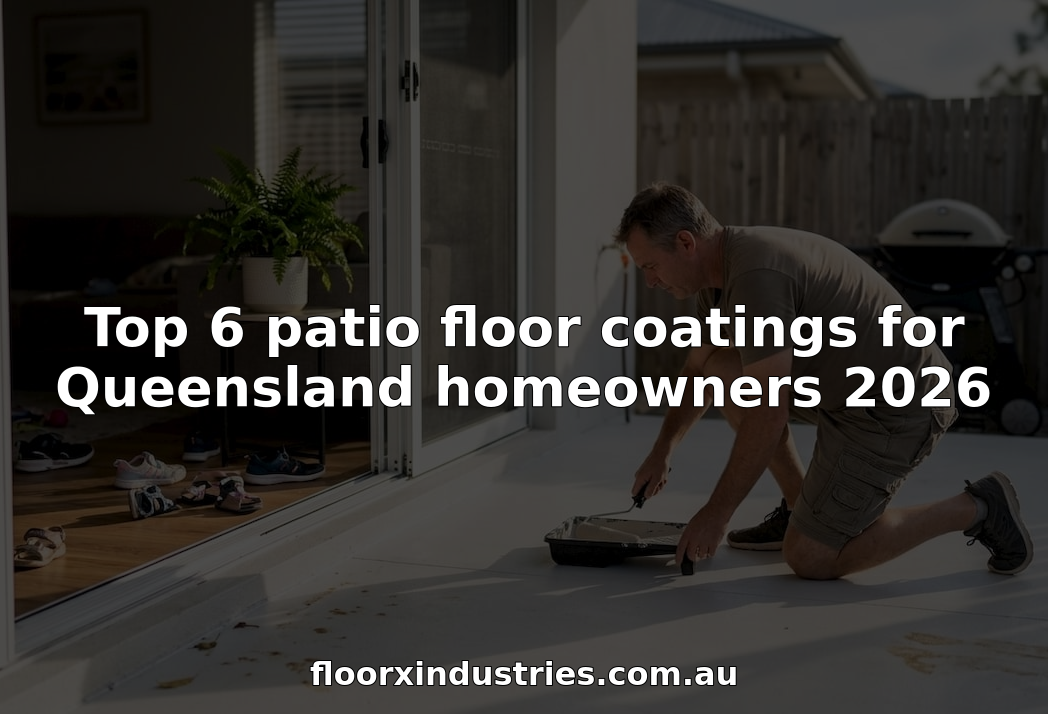 Queensland homeowner applying patio floor coating